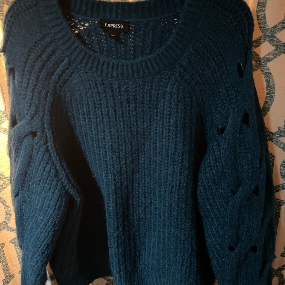Express Women's Deep Blue Knit Sweater